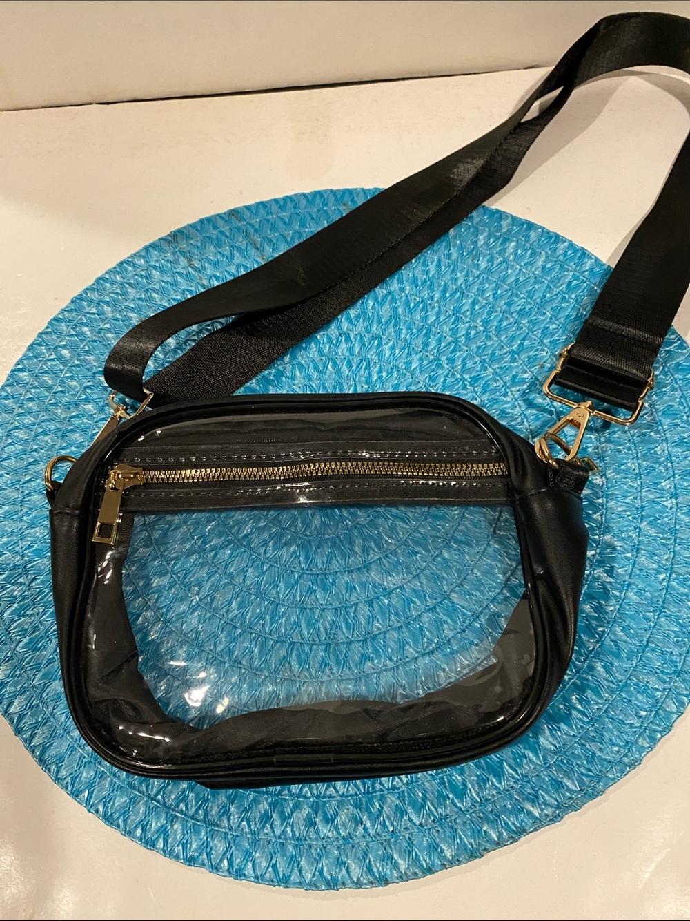 NWOT Clear PVC and Black Shoulder Bag
